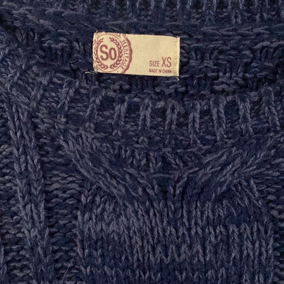 Dark Blue Knit Crew Neck Sweater - Picture 3 of 4